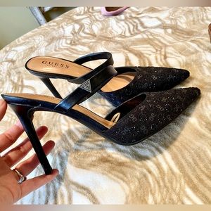 Guess stiletto mules with black crystals